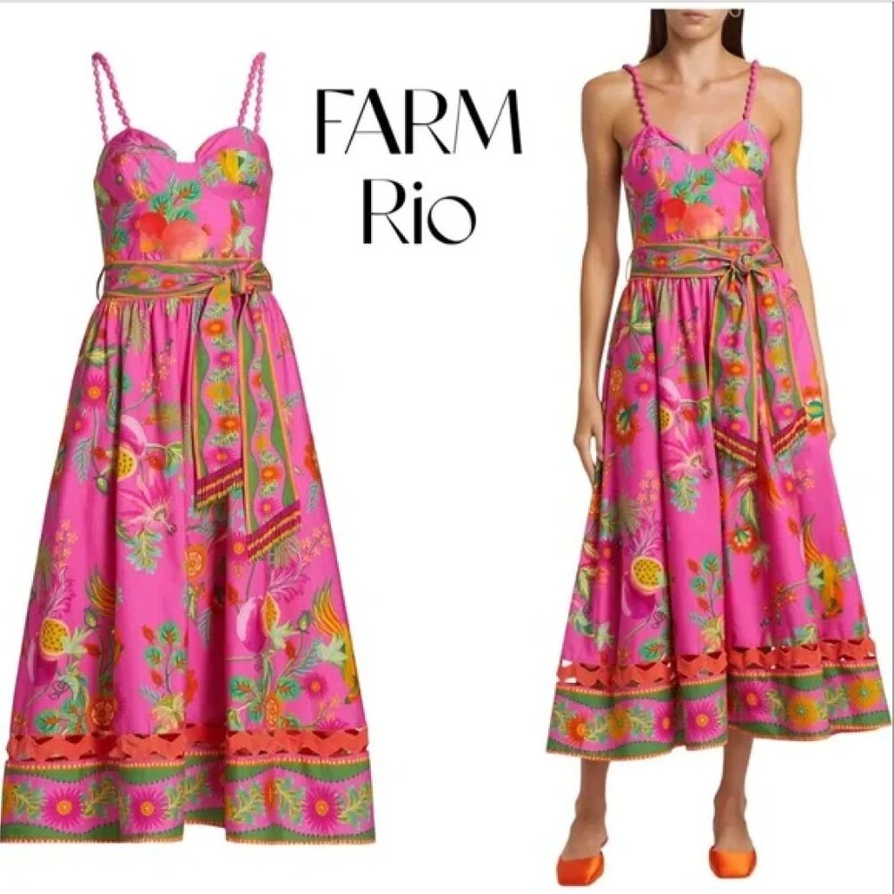 Farm Rio Delicate Fruit Organic Cotton Midi Dress S